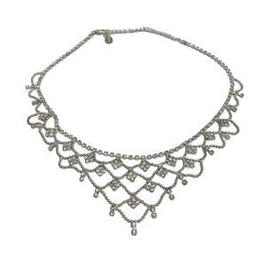 Claires Silver toned, faux diamond jewels necklace